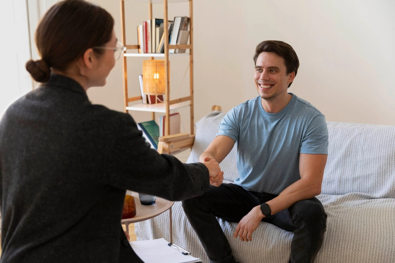 A family therapy session in a therapist's office